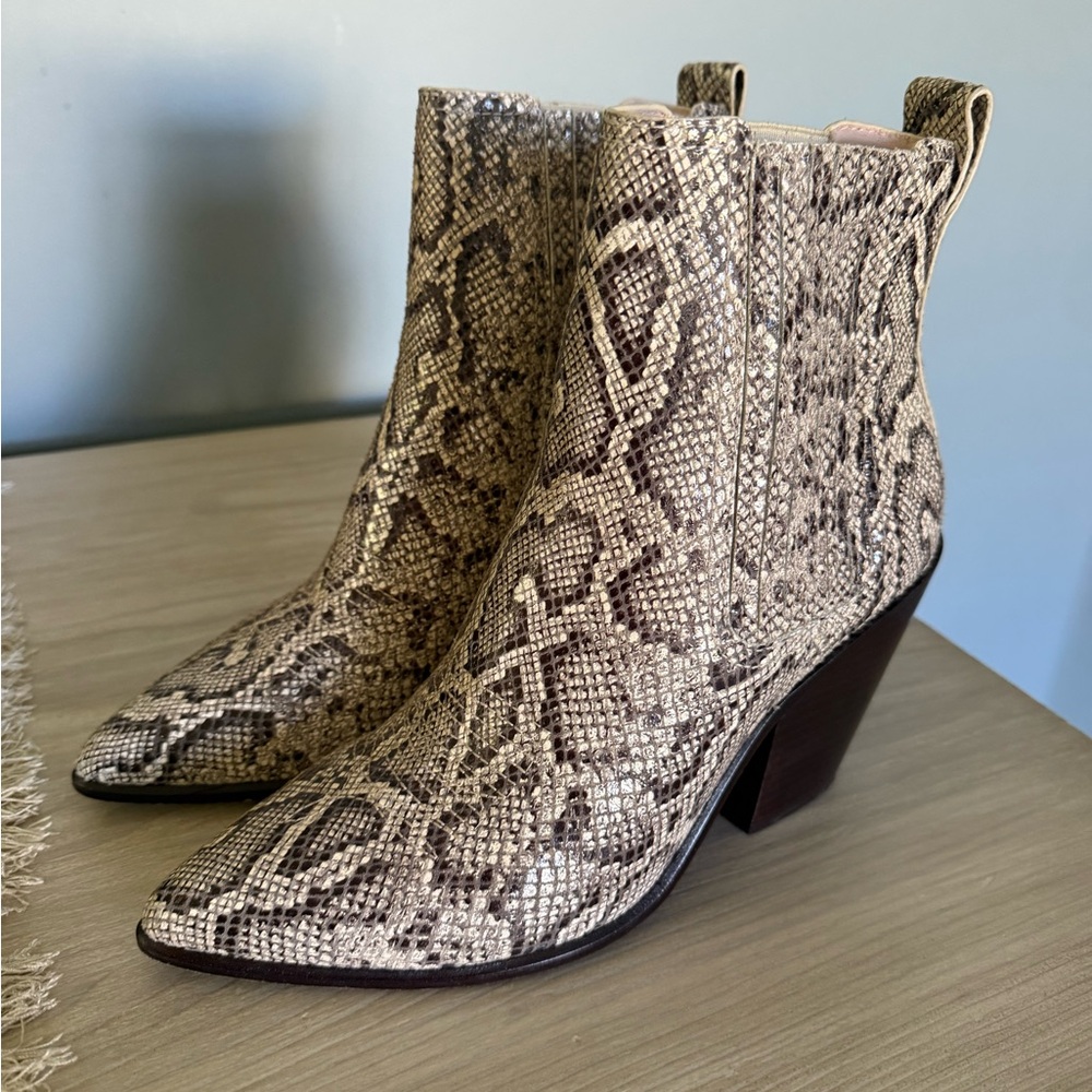 Loeffler Randall Snakeskin Pattern Ankle Boots